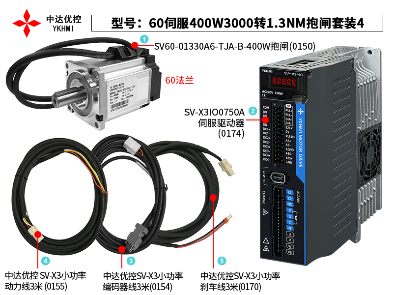 60伺服400W3000轉1.3NM抱閘套裝4(0174)